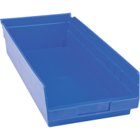 Plastic Shelf Bins, 8-3/8" W x 4" H x 17-7/8" D, Blue, 20 lbs. Capacity CB402 | King Materials Handling