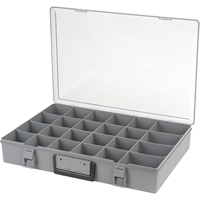 Compartment Case, Plastic, 24 Slots, 18-1/2" W x 13" D x 3" H, Grey CB496 | King Materials Handling