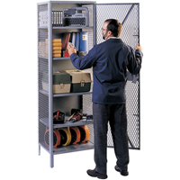 Wire Mesh Cabinet, Steel, 4 Shelves, 78" H x 24" W x 21" D, Grey FB015 | King Materials Handling