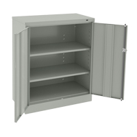 Counter High Cabinet, Steel, 2 Shelves, 42" H x 36" W x 18" D, Light Grey FL643 | King Materials Handling