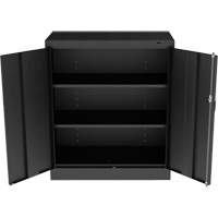 Standard Counter-High Cabinet, Steel, 2 Shelves, 42" H x 36" W x 18" D, Black FL777 | King Materials Handling