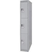 Lockers, 3 -tier, 12" x 18" x 72", Steel, Grey, Knocked Down FN472 | King Materials Handling