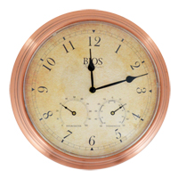 3-in-1 Outdoor Clock, Analog, Battery Operated, 14" Dia., Brown IB840 | King Materials Handling