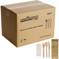 Wood Cutlery Set in Paper Bag JP925 | King Materials Handling