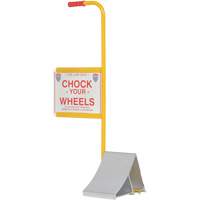 Wheel Chock with Handle & Sign, 7" W x 11-7/8" D x 7-11/16" H KI285 | King Materials Handling