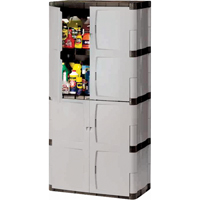Heavy-Duty Cabinets, Plastic, 3 Shelves, 72" H x 36" W x 18" D, Mica and Charcoal MH722 | King Materials Handling