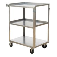 Shelf Carts, 3 Tiers, 15-1/2" W x 32-1/8" H x 24" D, 300 lbs. Capacity MO250 | King Materials Handling
