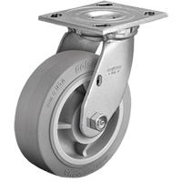 Plate Caster, Swivel, 4" (101.6 mm), Rubber, 225 lbs. (102 kg.) MO883 | King Materials Handling