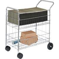 Wire Mail Cart, 200 lbs. Capacity, Chrome, 19" D x 30" L x 39-1/4" H, Chrome Plated OB185 | King Materials Handling