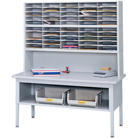 E-z Sort<sup>®</sup> Mailroom Furniture-sorting Tables With Shelf-base Table With Shelf, 60" W x 28" D x 36" H, Laminate OD938 | King Materials Handling