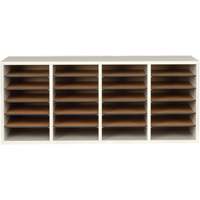 Adjustable Compartment Literature Organizer, Stationary, 24 Slots, Wood, 39-1/4" W x 11-3/4" D x 16-1/4" H OE705 | King Materials Handling