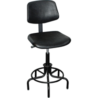 6000 Series Stool with Back, Stationary, Adjustable, 25" - 30", Polyurethane Seat, Black OJ975 | King Materials Handling