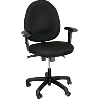 900 Series Mid-Back Ergonomic Steno Chair, Drafting, Adjustable, 22", Fabric Seat, Black ON565 | King Materials Handling