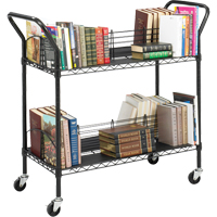 Double-Sided Wire Book Cart, 200 lbs. Capacity, Black, 18-3/4" D x 44" L x 39" H, Steel ON735 | King Materials Handling