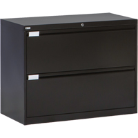 Lateral Filing Cabinet, Steel, 2 Drawers, 36" W x 18" D x 27-7/8" H, Black OP213 | King Materials Handling