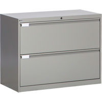 Lateral Filing Cabinet, Steel, 2 Drawers, 36" W x 18" D x 27-7/8" H, Grey OP215 | King Materials Handling