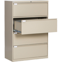 Lateral Filing Cabinet, Steel, 4 Drawers, 36" W x 18" D x 53-3/8" H, Beige OP220 | King Materials Handling