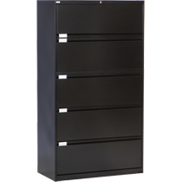 Lateral Filing Cabinet, Steel, 5 Drawers, 36" W x 18" D x 65-1/2" H, Black OP222 | King Materials Handling