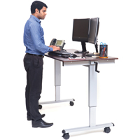Adjustable Stand-Up Workstations, Stand-Alone Desk, 48-1/2" H x 59" W x 29-1/2" D, Walnut OP283 | King Materials Handling