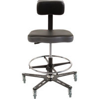 TF160™ Industrial Grade Ergonomic Chair, Mobile, Adjustable, 20-1/2" - 28-1/2", Vinyl Seat, Black/Grey OP491 | King Materials Handling
