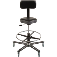 TF150™ Industrial Grade Ergonomic Chair, Mobile, Adjustable, 20-1/2" - 28-1/2", Vinyl Seat, Black/Grey OP502 | King Materials Handling