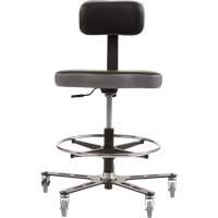 TF 160™ Ergonomic Chair, Mobile, Adjustable, Vinyl Seat, Black/Grey OP504 | King Materials Handling