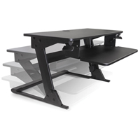 Goya™ Sit-Stand Workstation, Desktop Unit, 21" H x 35-2/5" W x 24" D, Black OP807 | King Materials Handling