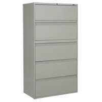 Lateral Filing Cabinet, Steel, 5 Drawers, 36" W x 19-1/4" D x 66-5/9" H, Grey OP908 | King Materials Handling