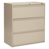 Lateral Filing Cabinet, Steel, 3 Drawers, 36" W x 19-1/4" D x 39-3/50" H, Beige OP910 | King Materials Handling