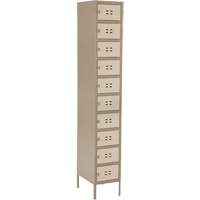 Lockers, 10 -tier, 12" x 18" x 78", Steel, Beige, Welded (Assembled) OQ711 | King Materials Handling