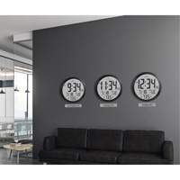 Round Digital Wall Clock, Digital, Battery Operated, 15" Dia., Black OR488 | King Materials Handling