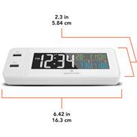 Hotel Collection Fast-Charging Dual USB Alarm Clock, Digital, Battery Operated, White OR489 | King Materials Handling