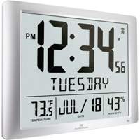 Super Jumbo Self-Setting Wall Clock, Digital, Battery Operated, Silver OR491 | King Materials Handling