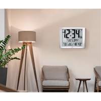 Super Jumbo Self-Setting Wall Clock, Digital, Battery Operated, Silver OR491 | King Materials Handling