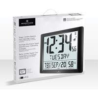 Super Jumbo Self-Setting Wall Clock, Digital, Battery Operated, Black OR492 | King Materials Handling