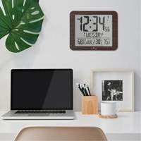 Slim Self-Setting Full Calendar Wall Clock, Digital, Battery Operated, Black OR496 | King Materials Handling