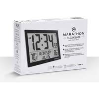 Self-Setting Full Calendar Clock with Extra Large Digits, Digital, Battery Operated, Black OR497 | King Materials Handling