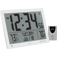 Self-Setting Full Calendar Clock with Extra Large Digits, Digital, Battery Operated, White OR500 | King Materials Handling