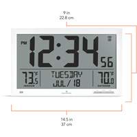 Self-Setting Full Calendar Clock with Extra Large Digits, Digital, Battery Operated, White OR500 | King Materials Handling