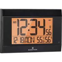 Self-Setting Digital Wall Clock with Auto Backlight, Digital, Battery Operated, Black OR501 | King Materials Handling