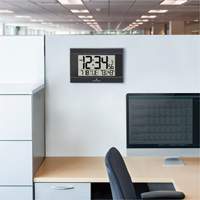 Self-Setting Digital Wall Clock with Auto Backlight, Digital, Battery Operated, Black OR501 | King Materials Handling