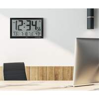 Slim Jumbo Self-Setting Wall Clock, Digital, Battery Operated, White OR503 | King Materials Handling