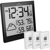 Self-Setting Weather Station and Clock, Digital, Battery Operated, Black OR504 | King Materials Handling