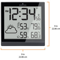 Self-Setting Weather Station and Clock, Digital, Battery Operated, Black OR504 | King Materials Handling