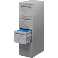 Vertical Filing Cabinet with Recessed Drawer Handles, 3 Drawers, 18.15" W x 26.56" D x 40" H, Grey OTE619 | King Materials Handling