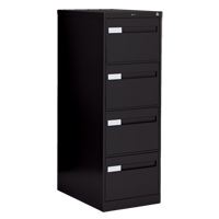 Vertical Filing Cabinet with Recessed Drawer Handles, 4 Drawers, 18.15" W x 26.56" D x 52" H, Black OTE624 | King Materials Handling
