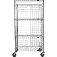 Enclosed Wire Shelf Cart, Chrome Plated, 36" x 69" x 18", 800 lbs. Capacity RN559 | King Materials Handling