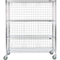 Enclosed Wire Shelf Cart, Chrome Plated, 60" x 69" x 18", 800 lbs. Capacity RN561 | King Materials Handling