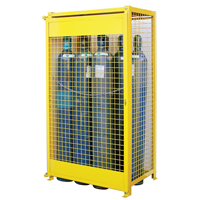 Gas Cylinder Cabinets, 10 Cylinder Capacity, 44" W x 30" D x 74" H, Yellow SAF837 | King Materials Handling