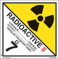 Category 2 Radioactive Materials TDG Shipping Labels, 4" L x 4" W, Black on White SAG878 | King Materials Handling